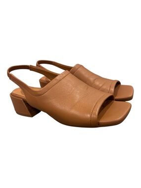 Gentle Souls Women's Brown Penny Sling Back Low Block Heeled Sandals Size 6.5M